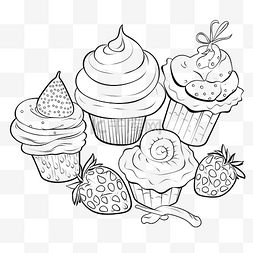 水果味冰淇淋图片_许多带有黑白草莓味的糖果的矢量