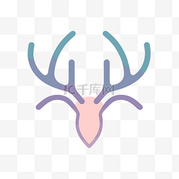 彩色的鹿头图片_鹿头标志图标矢量图彩色插图