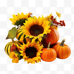 向日葵叶子落下图片_收获节或感恩节的秋季概念