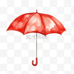 太师椅子图片_红色沙滩伞水彩插图