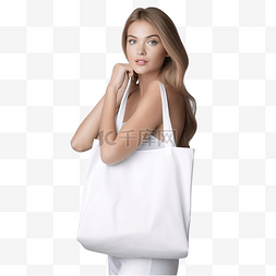 商品烟花图片_模特挂着白色手提包