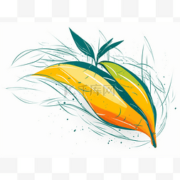 黄色的芒果图片_芒果叶的图画是橙色和黄色的