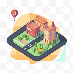 城市概念图片_GPS剪贴画位置概念房地产乡镇住宅