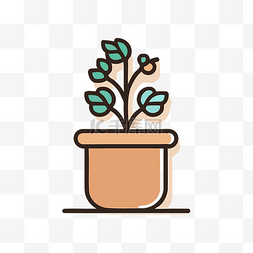 简单的盆栽插图图片_种植在一个方形盆栽中 向量