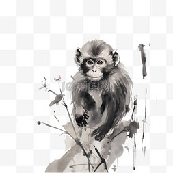 猴年房子图案图片_创意小猴爬树元素立体免抠图案