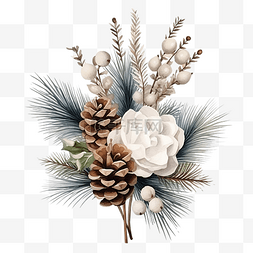 水彩画框图片_圣诞组合物与松树和冷杉的枝条
