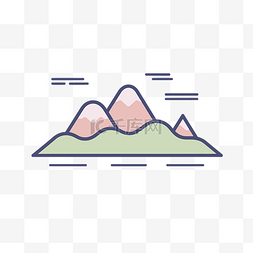 线条图标中的山脉和丘陵 向量