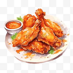 炸鸡韩国食品水彩
