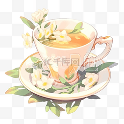 白色茉莉花茶图片_一杯茉莉花茶