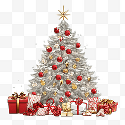 环球插画图片_用玩具裝飾的聖誕樹