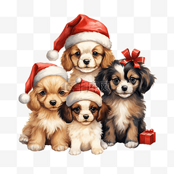 可爱小狗插图图片_圣诞节小狗 卡通圣诞狗