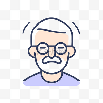 胡须爷爷图片素材_带眼镜和胡须线图标的老人图标 向量