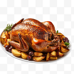感恩节晚餐图片_感恩节晚餐上美味的烤鸡，为餐桌