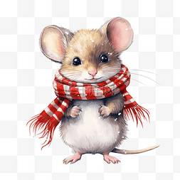 圣诞快乐可爱的老鼠绘图卡，带围
