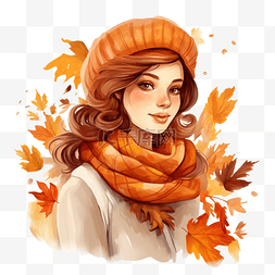 秋天的围巾插画