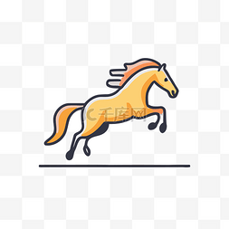 直线白色图片_马沿着橙色和灰色的图标奔跑 向