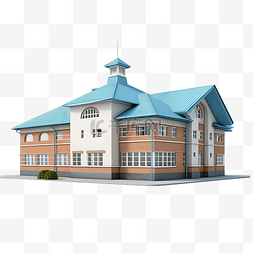 学校建筑 3d 渲染图