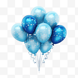白色星星装饰图片_蓝色气球氦气与星星