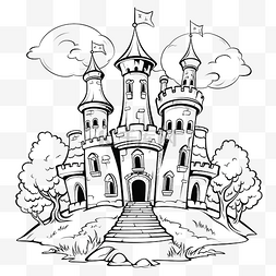 儿童涂色书插画万圣节小城堡