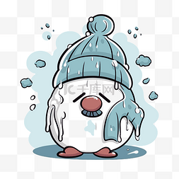brrr剪贴画雪人戴着帽子和围巾冷