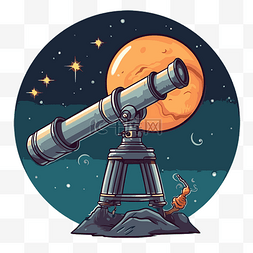 光图片_望远镜剪贴画 坐在山卡通上的望