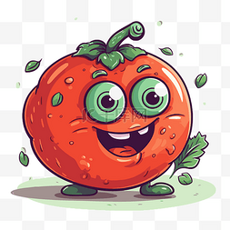 番茄剪贴画卡通番茄人物，有眼睛