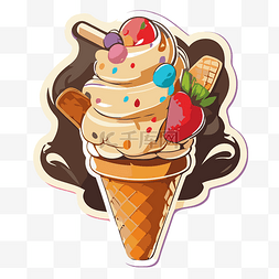 锥体图片_锥体上的糖果和冰淇淋设计 向量