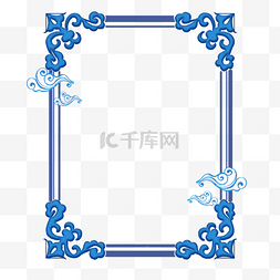 中国图案传统花纹图片_文框装饰中国新年祥云蓝色花纹边