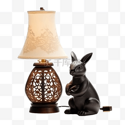 中国传统文化风格图片_亚洲灯与兔子