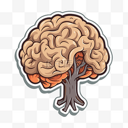 人脑的卡通图标与树剪贴画 向量