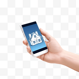 房屋切面图图片_拿着手机与家庭应用程序的 3D 插