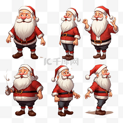 圣诞老人头像设计图片_圣诞圣诞老人角色设计模型表，带