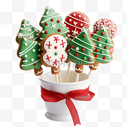 圣诞饼干形状像圣诞树和雪花和蛋
