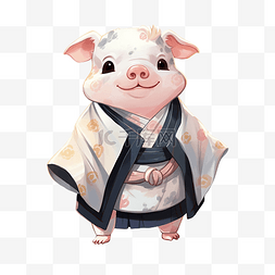 猪动物人物waering韩服韩国传统服