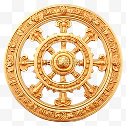 金色的 thammachak 轮是孤立的佛教象