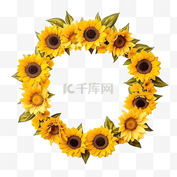 秋季收获季节的黄色向日葵花环框
