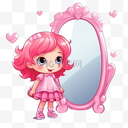 粉色镜子卡通
