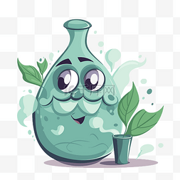 杯子植物图片_有植物和叶子的气味剪贴画卡通瓶