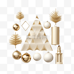 形状组合图片_具有奶油和血清几何形状和圣诞树