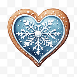 心形饼干与雪花可爱的矢量插图圣