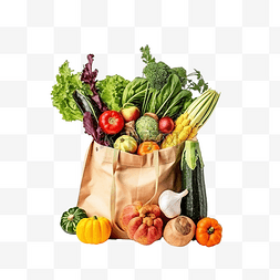 秋季水果蔬菜图片_生态袋中的健康天然食品感恩节食