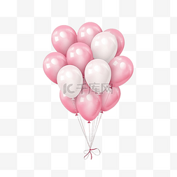 粉色氣球图片_粉色和白色，带有逼真的飞行氦气