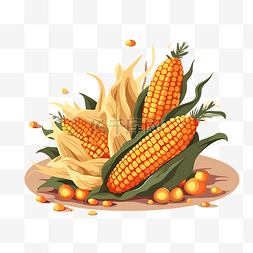许多美食卡通图片_cornacopia 玉米芯与许多耳朵卡通剪