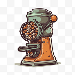 咖啡机字体图片_咖啡研磨机用烤豆和糖 向量