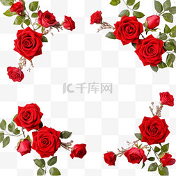 立体玫瑰造型图片_造型玫瑰花框元素立体免抠图案