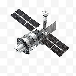 卫星接收图标图片_3d 渲染地面卫星旋转透视图