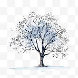 树画冬天圣诞节剪影
