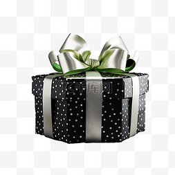 礼品带绿色图片_带白色和绿色蝴蝶结的礼品盒，用
