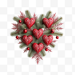 雪花造型图片_装饰心形装饰品情人节在圣诞树上