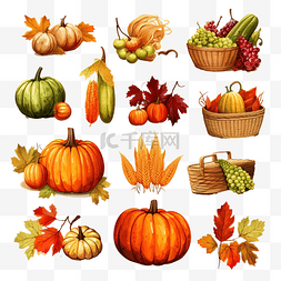 感恩节和丰收节的季节性秋季插图